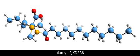 3D immagine di lauril amidopropil betaina formula scheletrica - struttura chimica molecolare di tensioattivo isolato su sfondo bianco Foto Stock
