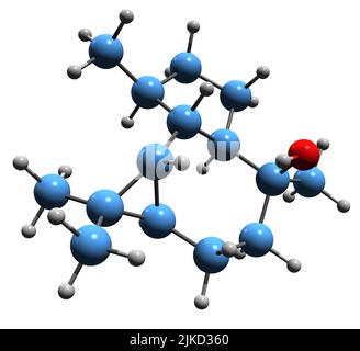 3D immagine di Ledol formula scheletrica - struttura chimica molecolare di sesquiterpene velenoso isolato su sfondo bianco Foto Stock