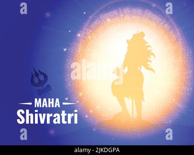 Concetto di Maha Shivratri con Lord Shiva energia arrotondata su sfondo blu. Illustrazione Vettoriale