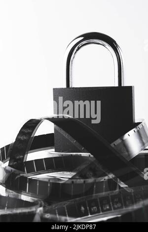 Noleggio film vietato. Blocco degli annunci. Film vietato. Elenco delle sanzioni nella produzione cinematografica. Foto Stock