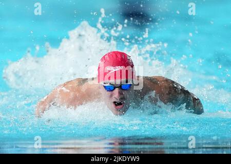 William Perry in azione in Inghilterra durante la finale Freestyle S7 del 50m al Sandwell Aquatics Center il quarto giorno dei Giochi del Commonwealth 2022 a Birmingham. Data foto: Lunedì 1 agosto 2022. Foto Stock