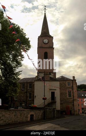 Ingresso alla Vecchia prigione di Bridewell e allo Sheriff Court, Castlegate, Jedburgh, Scozia, Regno Unito Foto Stock