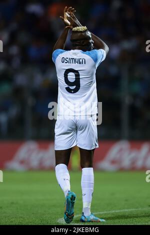 Castel di Sangro, Italia - 31 luglio 2022, Foto Alessandro Garofalo/LaPresse31 Luglio 2022 Castel di Sangro, Italia - SSC Napoli vs RCD Mainorca, - amichevole estive Stadio Teofilo Patini. Nella foto: Victor Osimhen (SSC Napoli); 31 luglio 2022 Castel di Sangro, Italia - SSC Napoli vs RCD Mallorca, calcio sportivo, partita estiva allo stadio Teofilo Patini. Nella foto: Victor Osimhen (SSC Napoli); Foto Stock