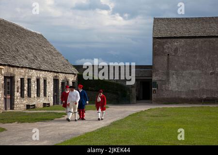 vestito in 1812 costumi d'epoca. Old Fort Niagara state Park, New York Foto Stock