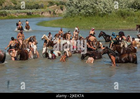 Sul fiume Little Bighorn, Crow Indian Reservation, Montana Foto Stock