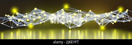 Sfondo geometrico astratto della rete. Collegamento di linee e punti luminosi. Tecnologia digitale plexus struttura, banner. 3d rendering Foto Stock
