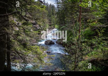 Pont d'Espagne, ha dato il fiume de Goube in Francia Foto Stock