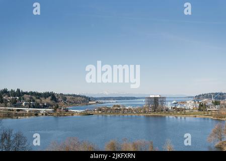 Capitol Lake e Puget Sound a Olympia Foto Stock