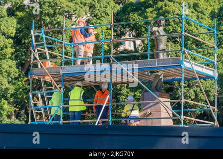 A causa della fine del 2022, l'Archibald Memorial Fountain nell'Hyde Park di Sydney è in fase di ristrutturazione, tra cui lavori idraulici, elettrici e strutturali Foto Stock