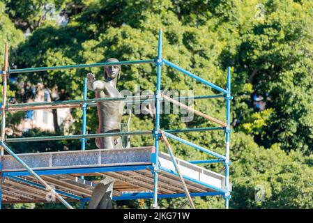 A causa della fine del 2022, l'Archibald Memorial Fountain nell'Hyde Park di Sydney è in fase di ristrutturazione, tra cui lavori idraulici, elettrici e strutturali Foto Stock