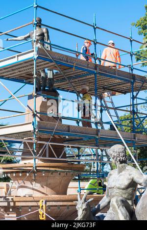 A causa della fine del 2022, l'Archibald Memorial Fountain nell'Hyde Park di Sydney è in fase di ristrutturazione, tra cui lavori idraulici, elettrici e strutturali Foto Stock