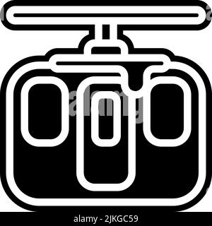 immagine vettoriale nera dell'icona del tram aereo. Illustrazione Vettoriale