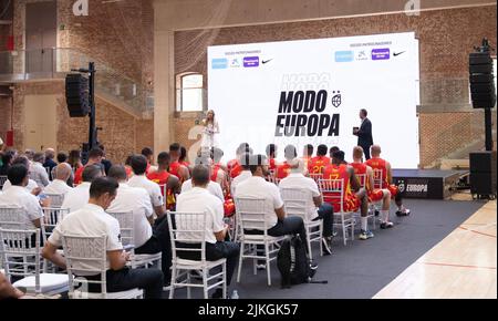 MDRID, Spagna. 02nd ago 2022. Presentazione a Madrid della squadra spagnola di basket che andrà all'Eurobasket. Madrid, 2 agosto 2022 Presentación en Madrid de la selección española de baloncesto que irá al Eurocasket. Madrid, 2 de agosto de 2022 900/Cordon Press Credit: CORDON PRESS/Alamy Live News Foto Stock