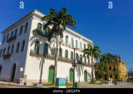Antico edificio del Museo Pele a Santos, Sao Paulo, Brasile. Miglior giocatore di calcio di tutti i tempi Foto Stock