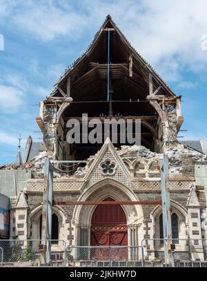 Rovina della famosa Cattedrale di Christchurch dopo il terremoto del 2011, Isola del Sud della Nuova Zelanda Foto Stock