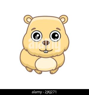 Vettore animale di fattoria. Divertente criceto piccolo, porcellino d'India in stile cartone animato Illustrazione Vettoriale