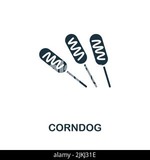 Icona Corndog. Icona Fastfood monocromatica a linea semplice per modelli, web design e infografiche Illustrazione Vettoriale