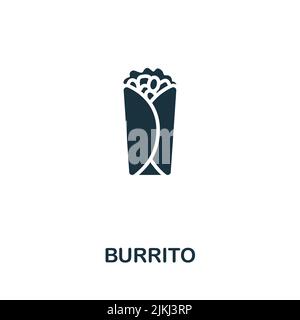 Icona burrito. Icona Fastfood monocromatica a linea semplice per modelli, web design e infografiche Illustrazione Vettoriale