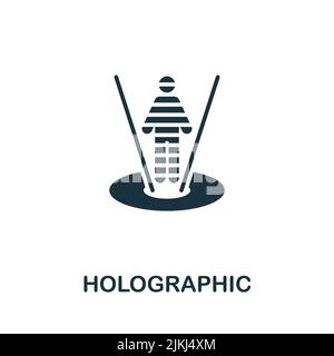 Icona olografica. Icona tecnologia monocromatica Simple Line Future per modelli, web design e infografiche Illustrazione Vettoriale