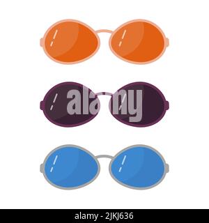 Set di occhiali da sole. Occhiali da sole di colore alla moda illustrazione vettoriale Illustrazione Vettoriale