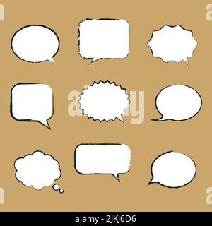 Bolle vocali vettoriali e bollature di dialogo. Illustrazione Vettoriale
