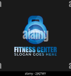 Illustrazione vettoriale del logo del centro fitness con la lettera S di colore blu sfumato, può utilizzare logo, icona, marchi Illustrazione Vettoriale