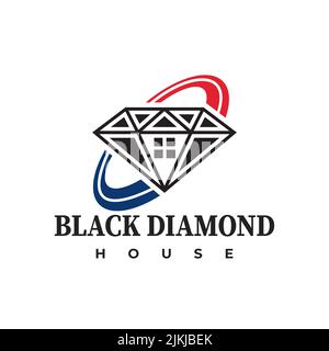 Astratto Diamond casa concetto logo design. Icona, simbolo, immobiliare, modello di costruzione Illustrazione Vettoriale