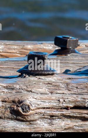 Due bulloni da un naufragio sconosciuto di acqua dolce sul lago superiore Foto Stock