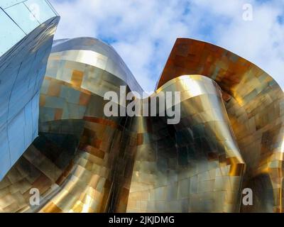 Un primo piano del Museo della Cultura Pop a Seattle, Washington Foto Stock