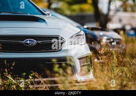 Un focus selettivo del front-end di una Subaru WRX Raiu edizione 2018 Foto Stock