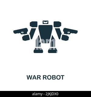 Icona robot di guerra. Icona elemento di gioco monocromatico a linea semplice per modelli, web design e infografiche Illustrazione Vettoriale