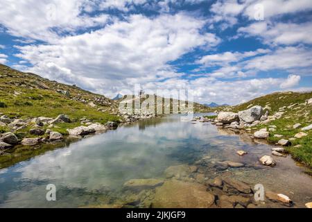 Italia, Alto Adige, Bolzano, val di Vizze / Pfitschtal, passo di Vizze / Pfitscher Joch, la Pfitscherjoch Haus, rifugio di montagna al confine tra Italia e Austria / Alto Adige e Zillertal Foto Stock