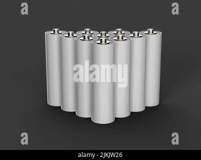 Batteria AA isolata su sfondo bianco batteria ricaricabile aa o aaa illustrazione 3D Foto Stock