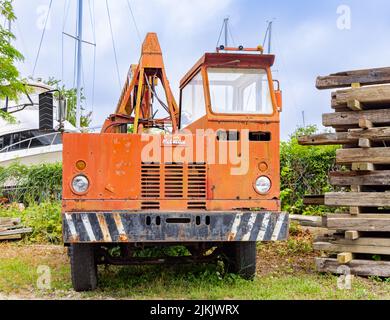 Parte anteriore di un vecchio carrello Pitman Foto Stock