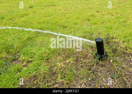 Irrigazione automatica del campo da golf. Foto Stock