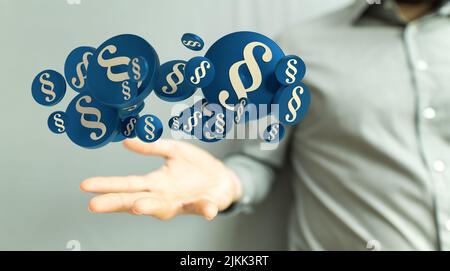 Una foto del concetto digitale di diritto e giustizia Foto Stock