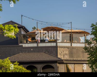 Ristorante all'aperto a Egg Harbor nella Door County Wisconsin USA Foto Stock