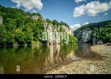 Fiume Danubio Breakthrough, Kelheim, Baviera, Germania, Europa Foto Stock