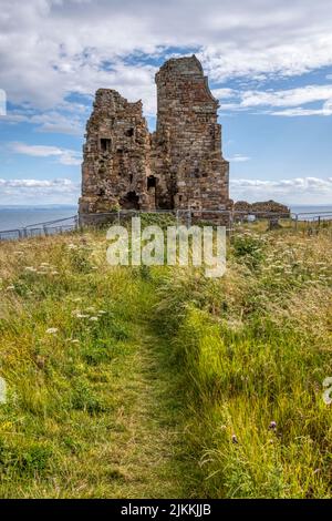 Le rovine del Castello di Newark a St Monans nel Neuk orientale di Fife. Foto Stock