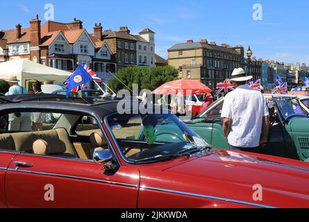 Summer Classic Car Show e fiera a Broadstairs, sull'isola di Thanet, nel Kent, Regno Unito Foto Stock