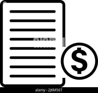 Icona del documento finanziario e moneta del dollaro. Documento contabile. Vettore modificabile. Illustrazione Vettoriale