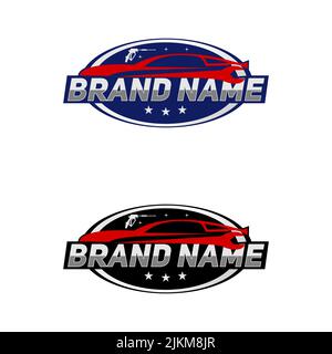 design del logo dell'auto per l'assistenza automobilistica. logo per auto automobilistica, salone auto, riparazione auto, vernice auto e altro Illustrazione Vettoriale