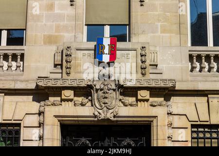 La facciata di un edificio storico a Digione, Francia. Foto Stock