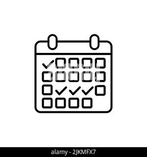 Icona del calendario in stile piatto alla moda isolato su sfondo bianco. Simbolo per la progettazione del sito Web, il logo, l'app, l'interfaccia utente. Illustrazione Vettoriale