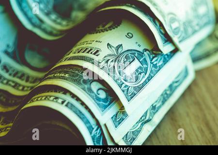 Fatture del dollaro DEGLI STATI UNITI nella fotografia di primo piano Foto Stock