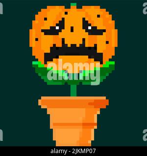 Jack Olantern Halloween fiore. Abbia un Halloween spaventoso molto turbato Illustrazione Vettoriale