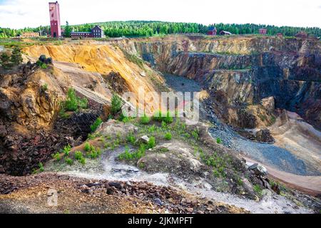 Il Grande Pit causato da una grotta-in il 25th giugno 1687 a Falu Mine (Falu Gruva), Falun, Svezia Foto Stock