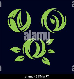 Foglie o piante formano un cerchio astratto Illustrazione Vettoriale