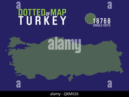 una mappa dettagliata e punteggiata della turchia Illustrazione Vettoriale