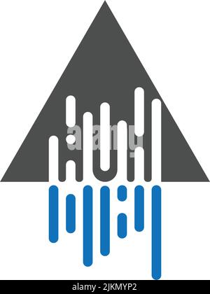 Logo di un'azienda o di un marchio di un triangolo con righe su sfondo bianco Illustrazione Vettoriale